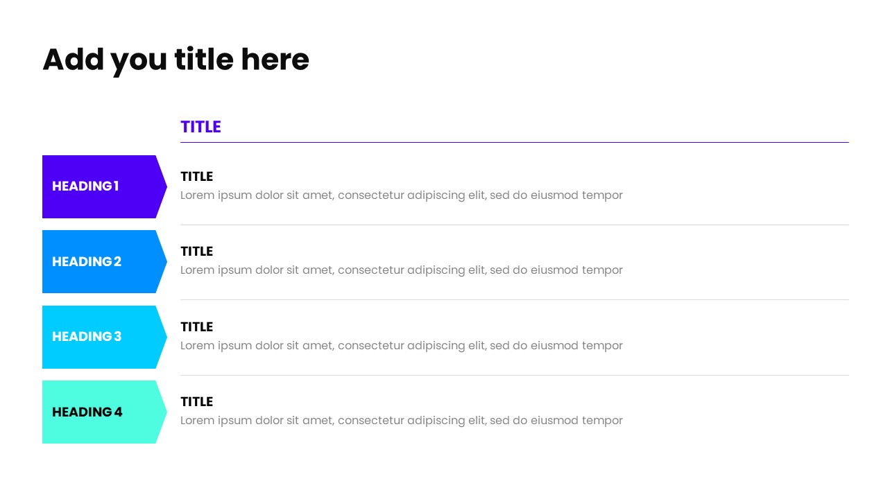 4 Row Process PowerPoint Template