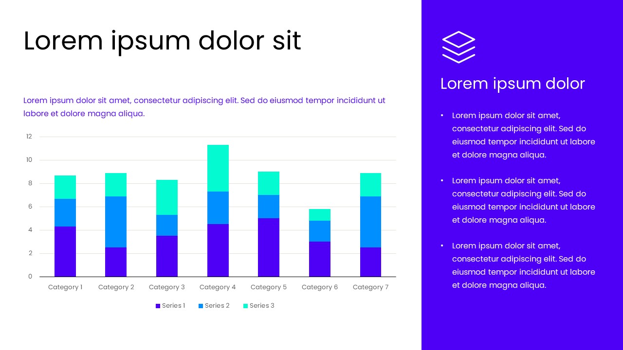 Stacked Column Chart with Key takeaway PowerPoint Template