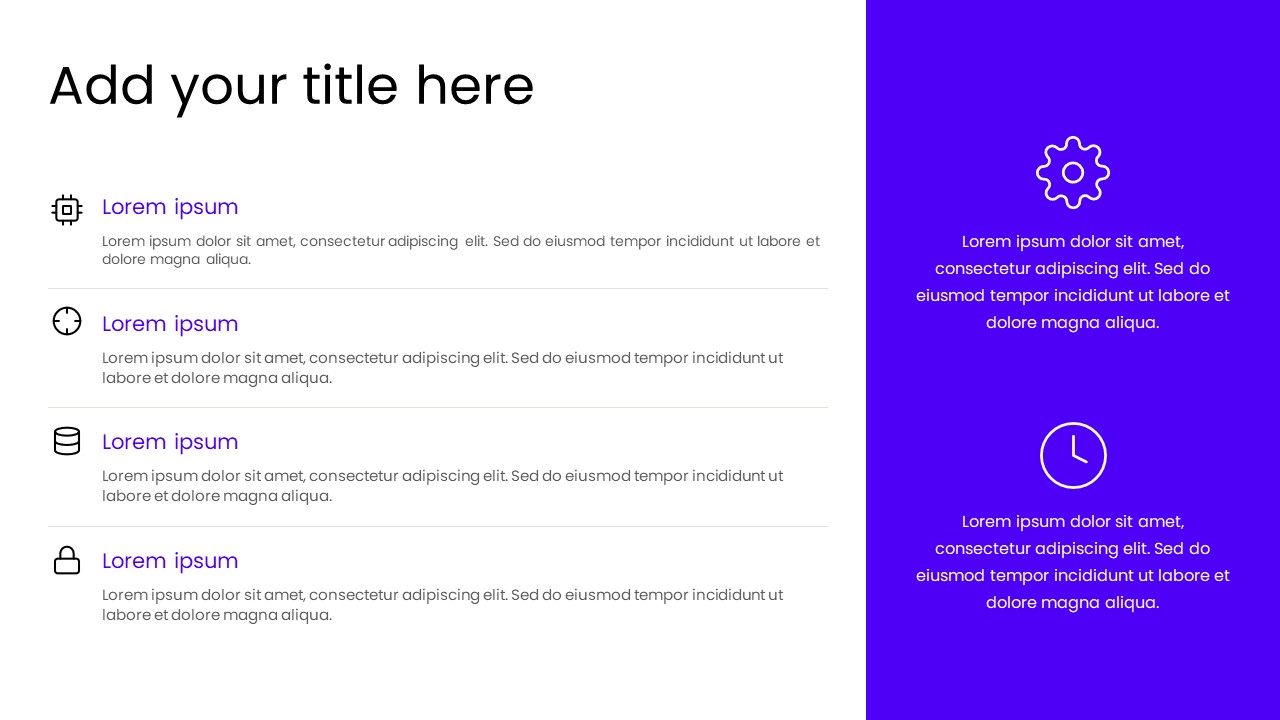 4 Rows text with Key takeaway PowerPoint Template
