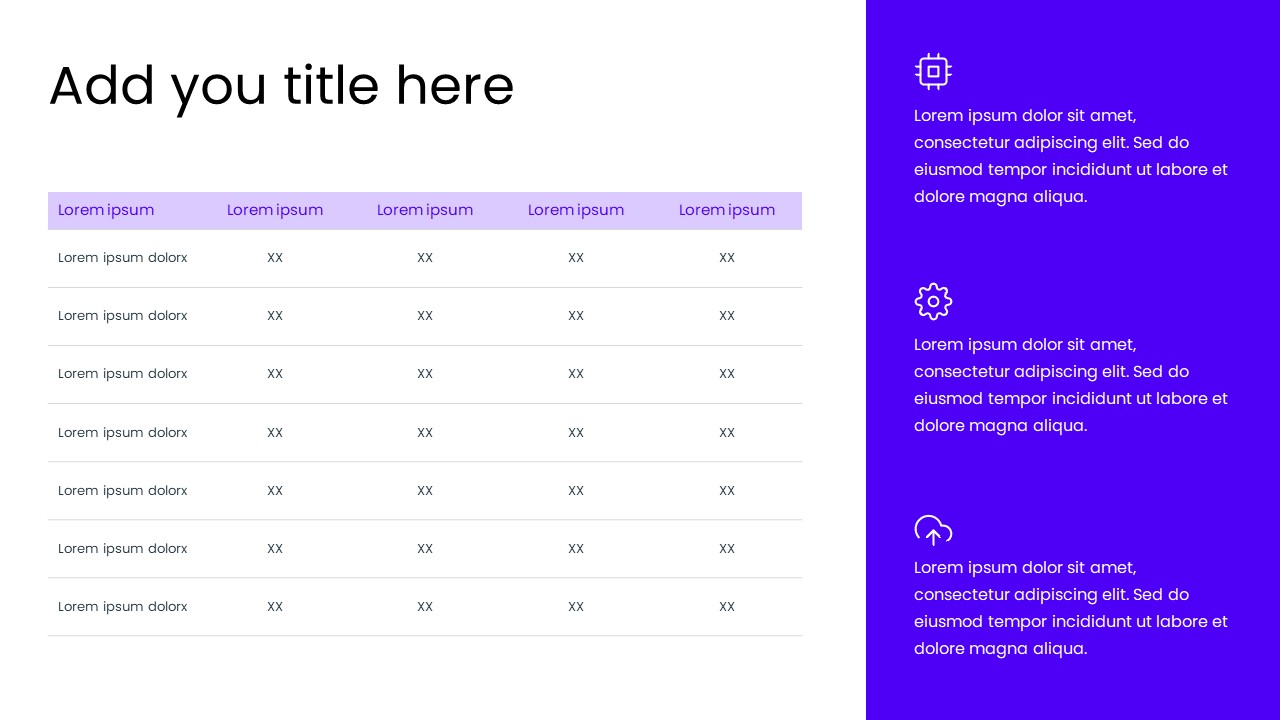 Table with Key Takeaway PowerPoint Template