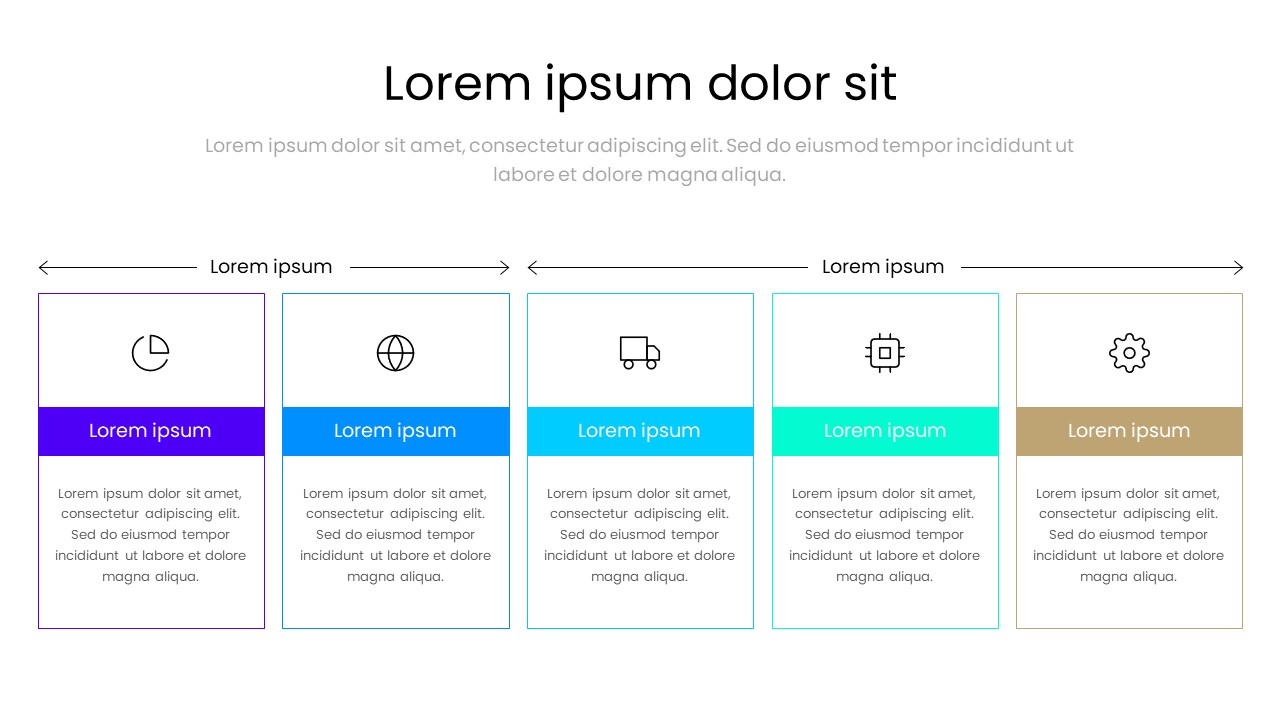 Icon Feature Cards PowerPoint Template - Modern 5-Step Service & Process