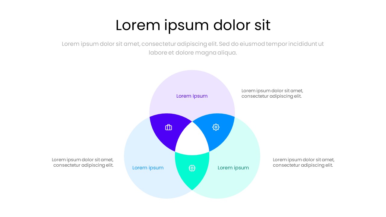 Modern PowerPoint Venn Diagram Slide with Overlapping Circles