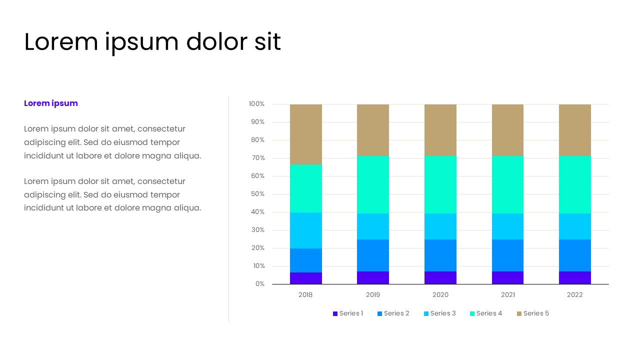 100% Stacked Bar Chart Business Comparison Presentation Slide