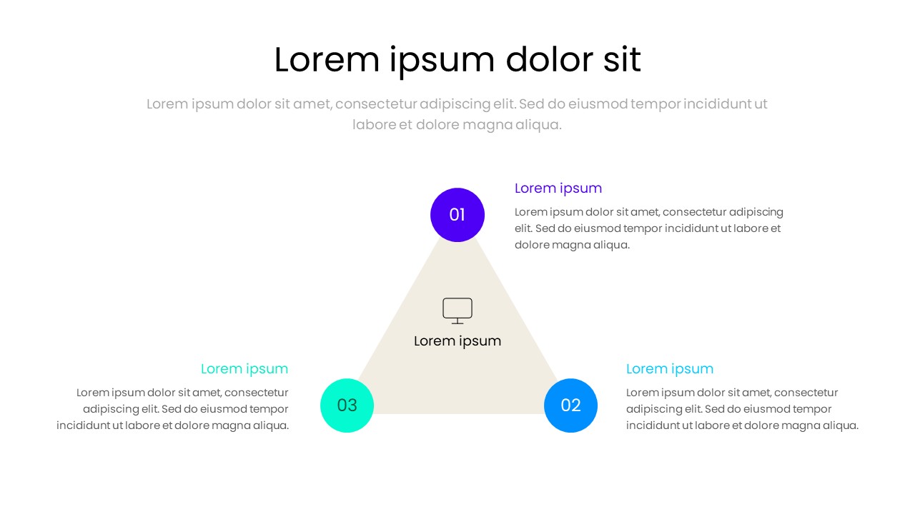 3 Step Triangle Process Infographic PowerPoint Slide
