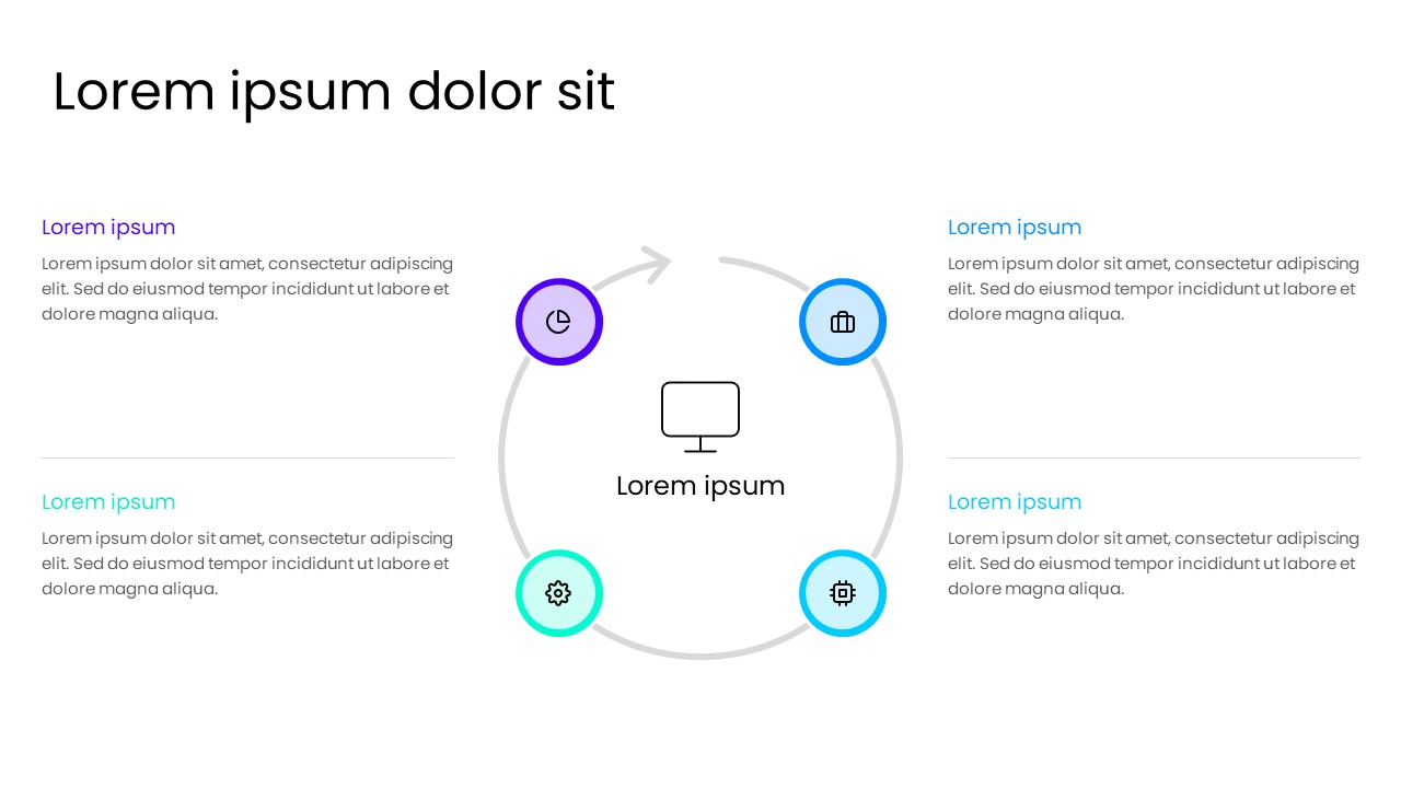 4 Step Circular Workflow Diagram PowerPoint Slide