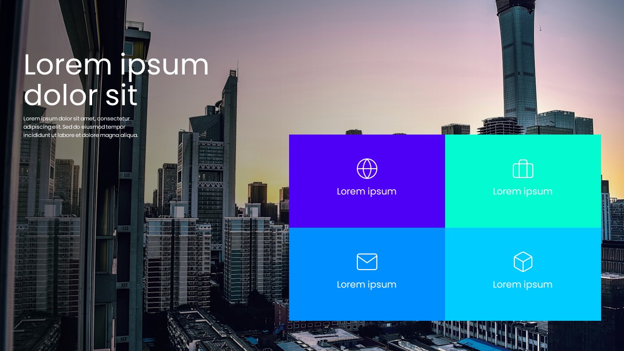 Four Box Grid Infographic PowerPoint Template