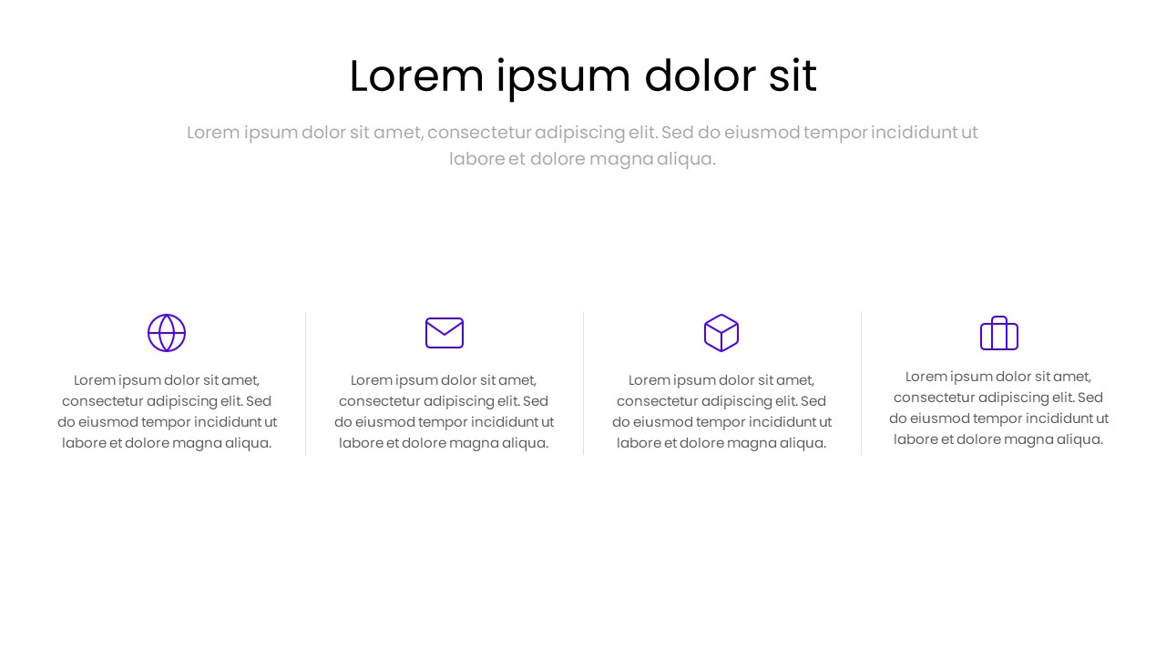 Four Feature Boxes PowerPoint Presentation Template