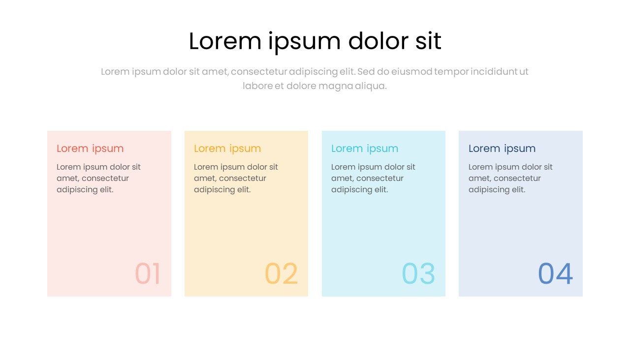 4 Step Process Presentation Slide – Modern Card Business Layout
