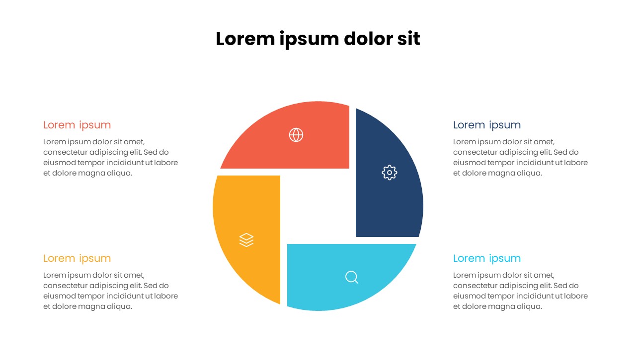 4-Section Pie Chart Infographic PowerPoint Template | Business Data Visualization Slide