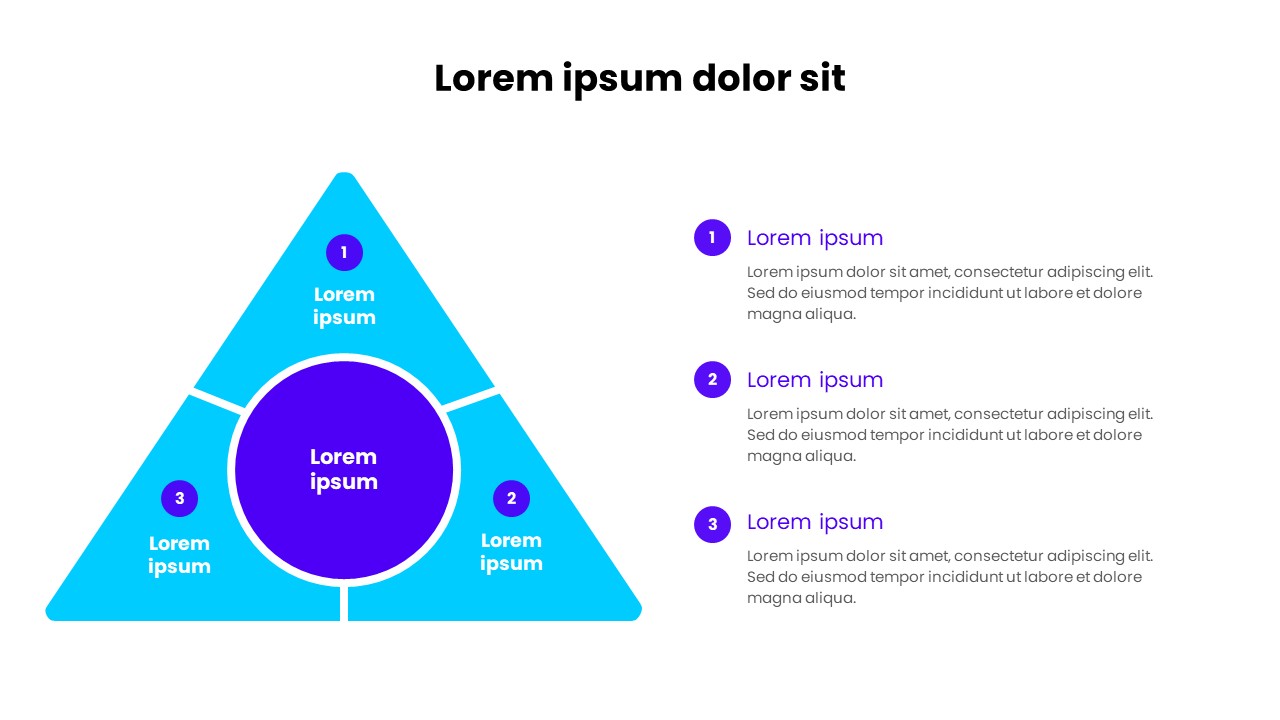 3-Step Triangle Diagram PowerPoint Slide – Process & Strategy Infographic Template