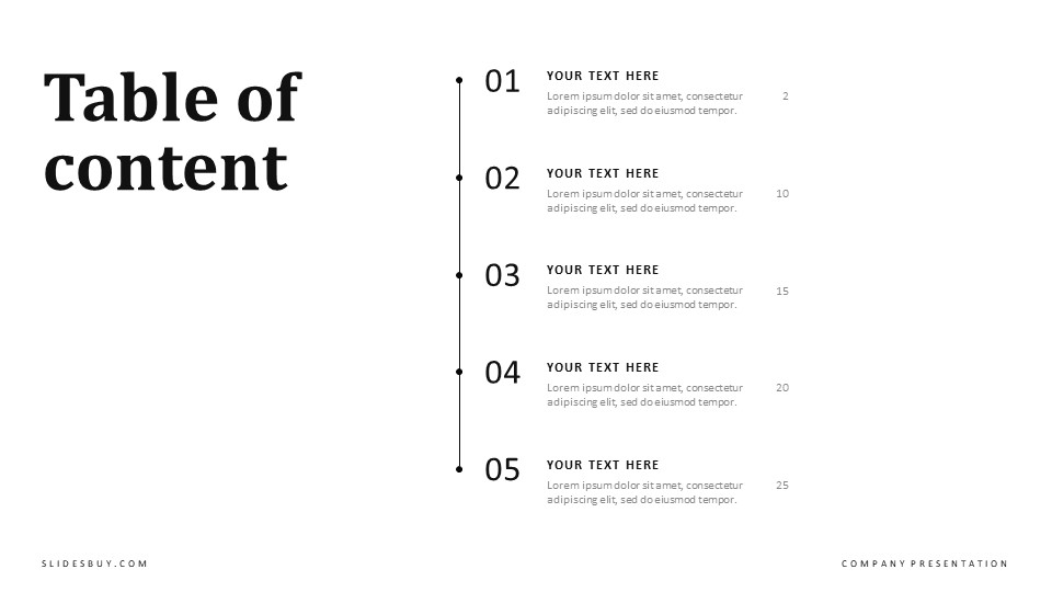 Minimalist Table of Contents PowerPoint Template - S1455