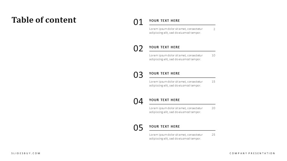 Minimalist Table of Contents PowerPoint Template - S1456